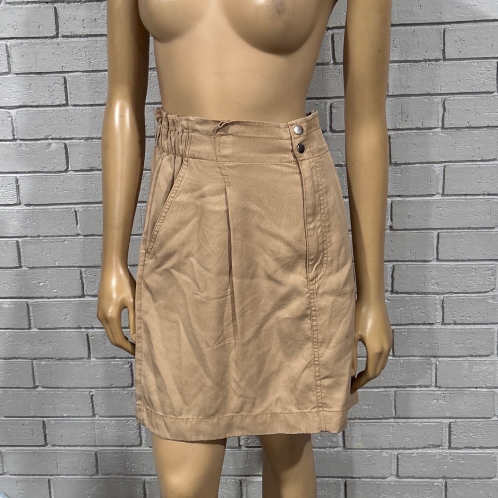 LOFT Womens Khaki Tan Utility Paperbag Waist Mini Skirt Size 12 NWT